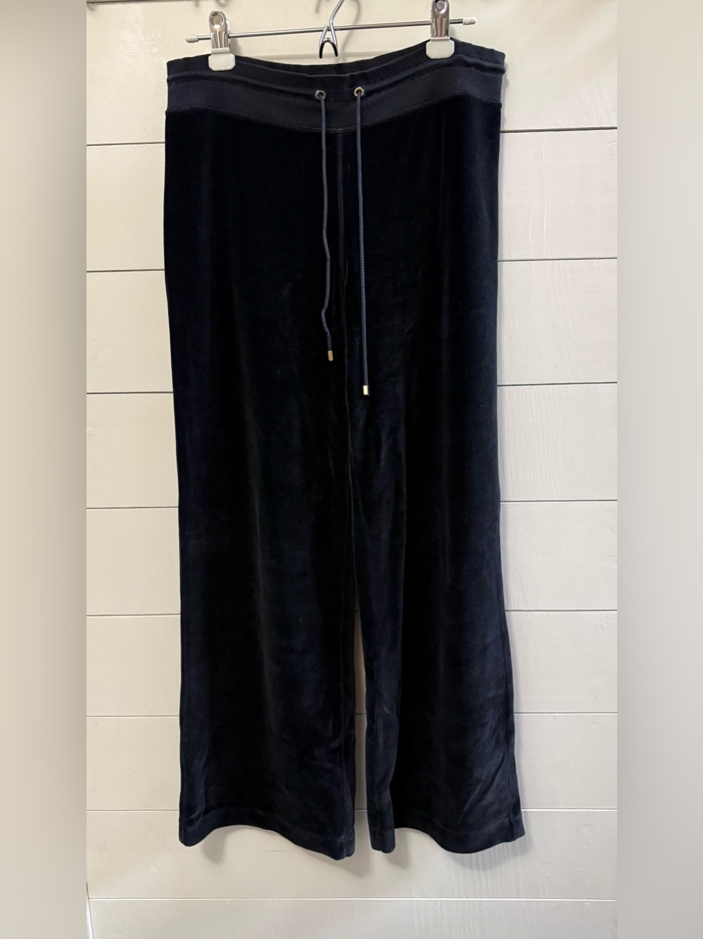 Y2K ESCADA Velour Pants Womens 42 (XL) Black Pull On Wide Leg Lounge Casual